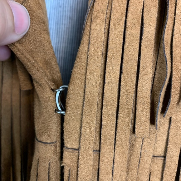 Fringe Suede faux fur & metallic bead collar vest Medium - Picture 5 of 10